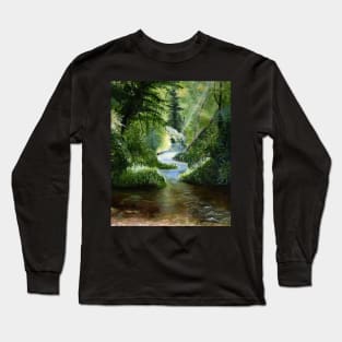 Woodland Stream Oil Painting Long Sleeve T-Shirt